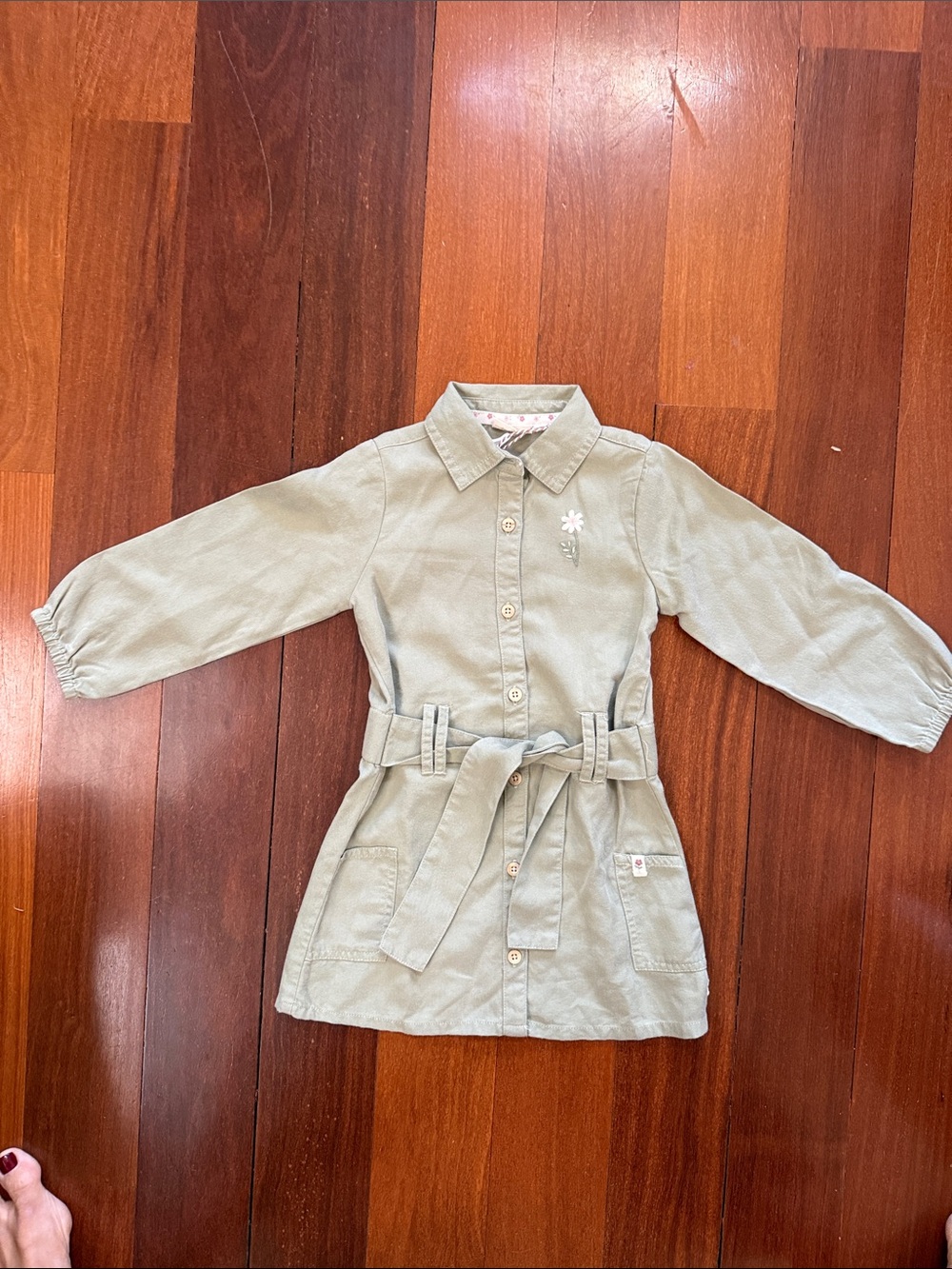 little dutch Sage Green Belted Shirt Dress